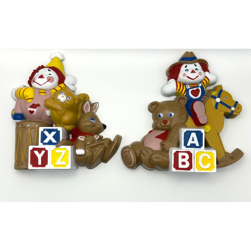 Vintage 1991 Burwood Products Nursery Wall Decor Set ABC XYZ Rodeo‎ Clown Bear
